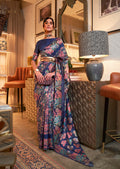 Monjolika Fashion Navy Blue Color Silk Printed Classic Saree