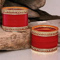 Tehzeeb Creations Bridal Bangle Set Wedding punjabi chuda, Designer chura CZ Stone Maroon Color Choora Set for Women