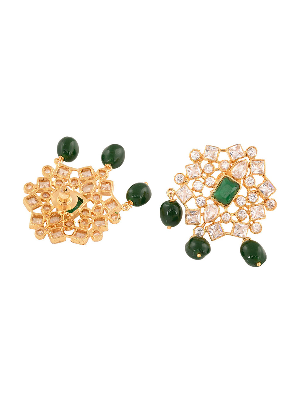 Saraf RS Jewellery Gold-Polished White & Green American Diamond Studded Choker Jewellery Set