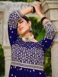 Monjolika Fashion Navy Blue Color Georgette Sequins Work Palazzo Salwar Suit