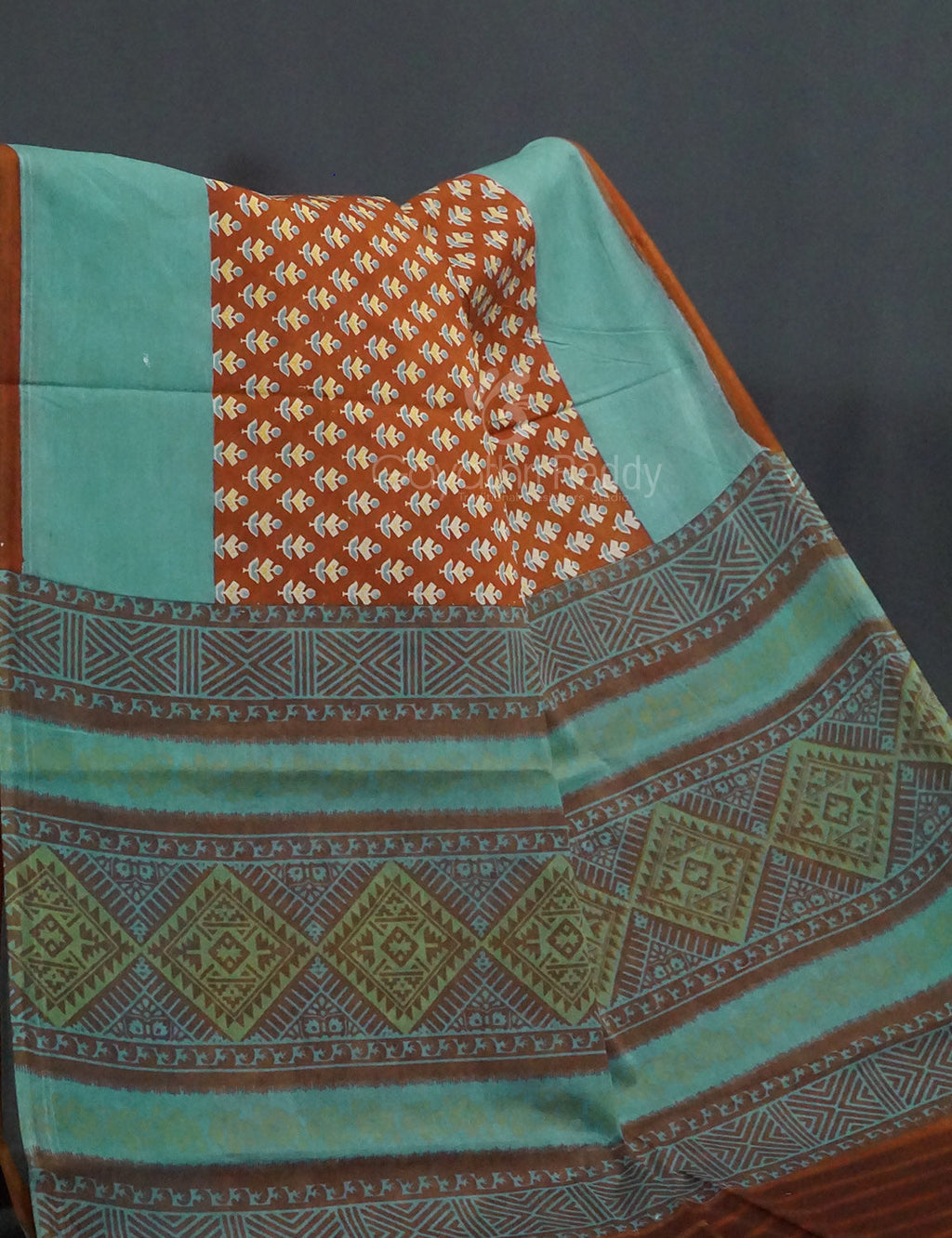 Chikoo Brown Block Print Pure Mulmul Cotton By Gayathri Reddy Designer Studio
