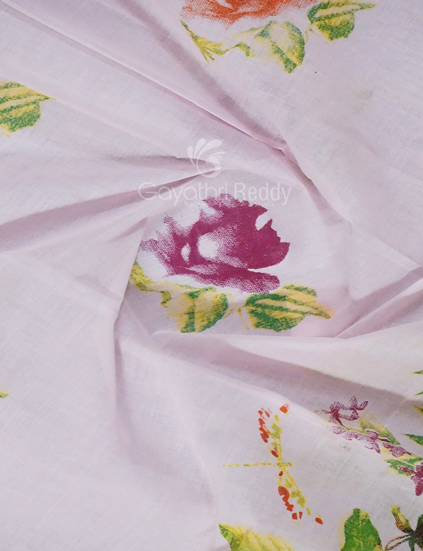 Block Print Baby Pink Coloured Mulmul Cotton Saree By Gayathri Reddy Designer Studio