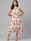 Myshka Women Multicolor Printed Sleeveless V Neck Dress