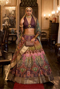 Monjolika Fashion Sequins Wine Colour Rajwadi Silk Readymade Lehenga Choli