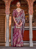 Monjolika Fashion Grey Color Silk Ajarak Design Traditional Saree