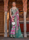 Monjolika Fashion Pink And Green Color Silk Ajarak Design Traditional Saree
