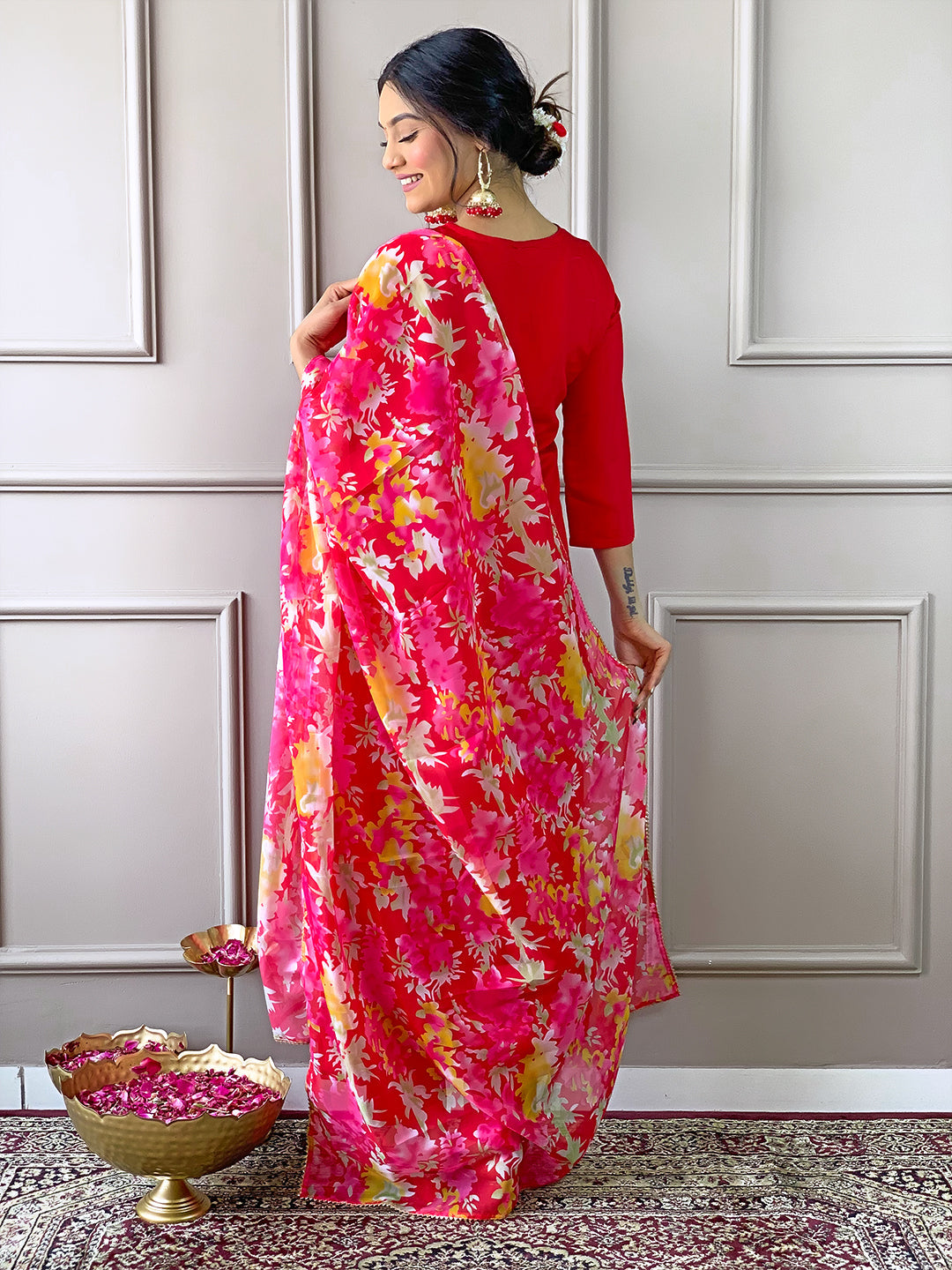 The52 Women's Rayon Fabric Straight Kurta, Pant and Dupatta Set