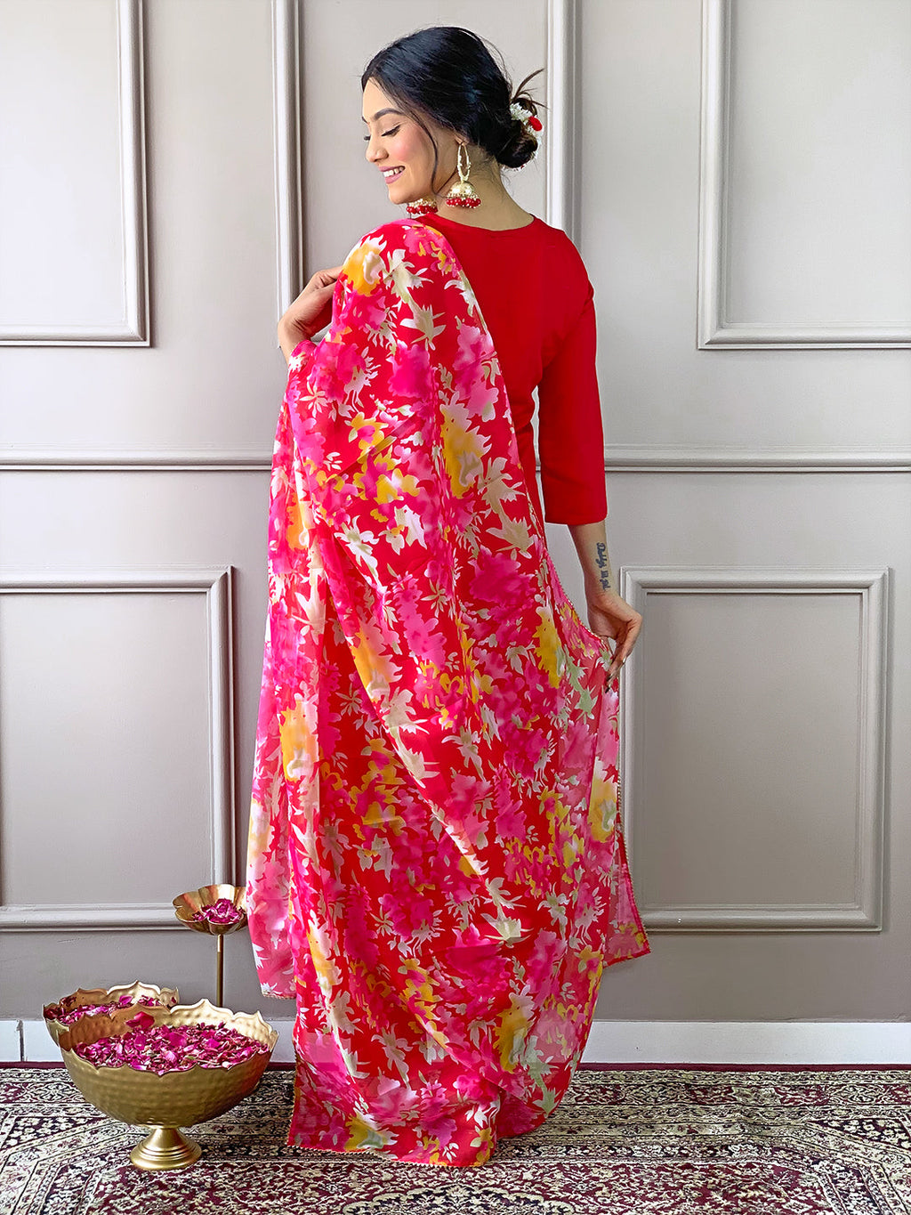 The52 Women's Rayon Fabric Straight Kurta, Pant and Dupatta Set
