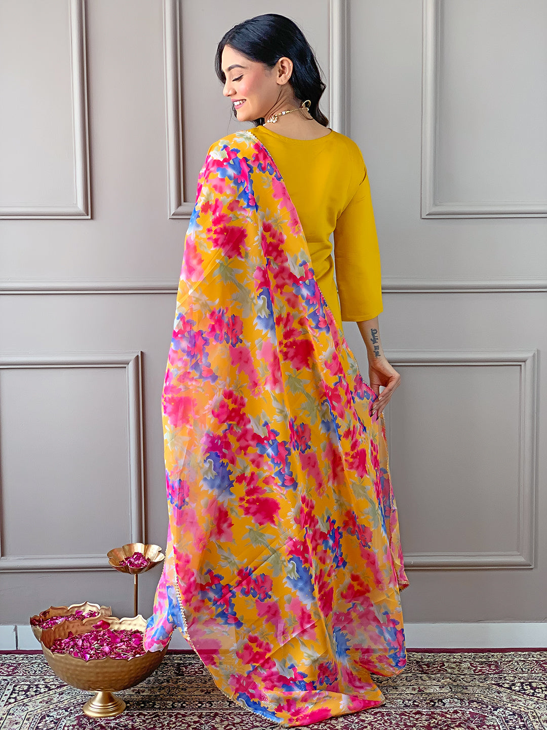 The52 Women's Rayon Fabric Straight Kurta, Pant and Dupatta Set