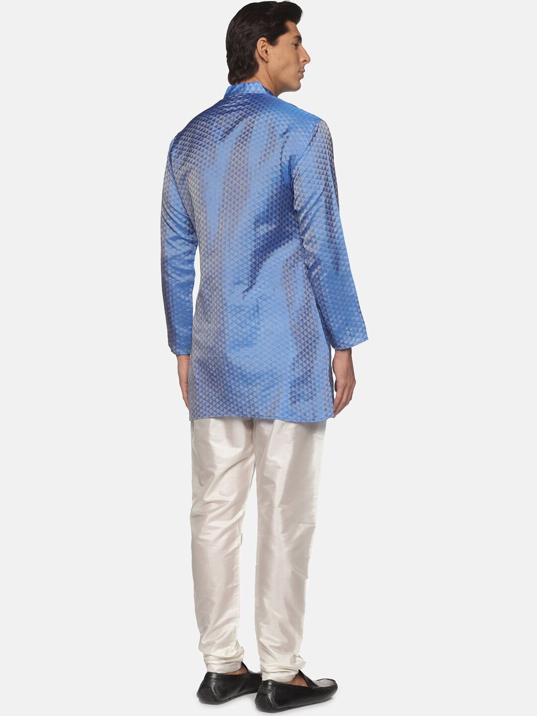 Sethukrishna Men Blue Printed Kurta with Pyjamas