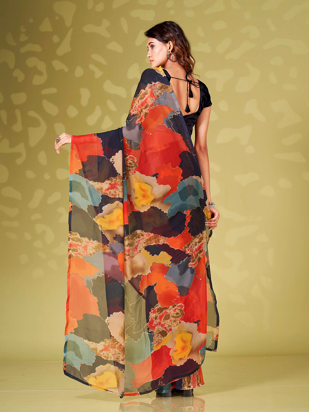 Tikhi Imli Abstract Printed Ready To Wear Saree