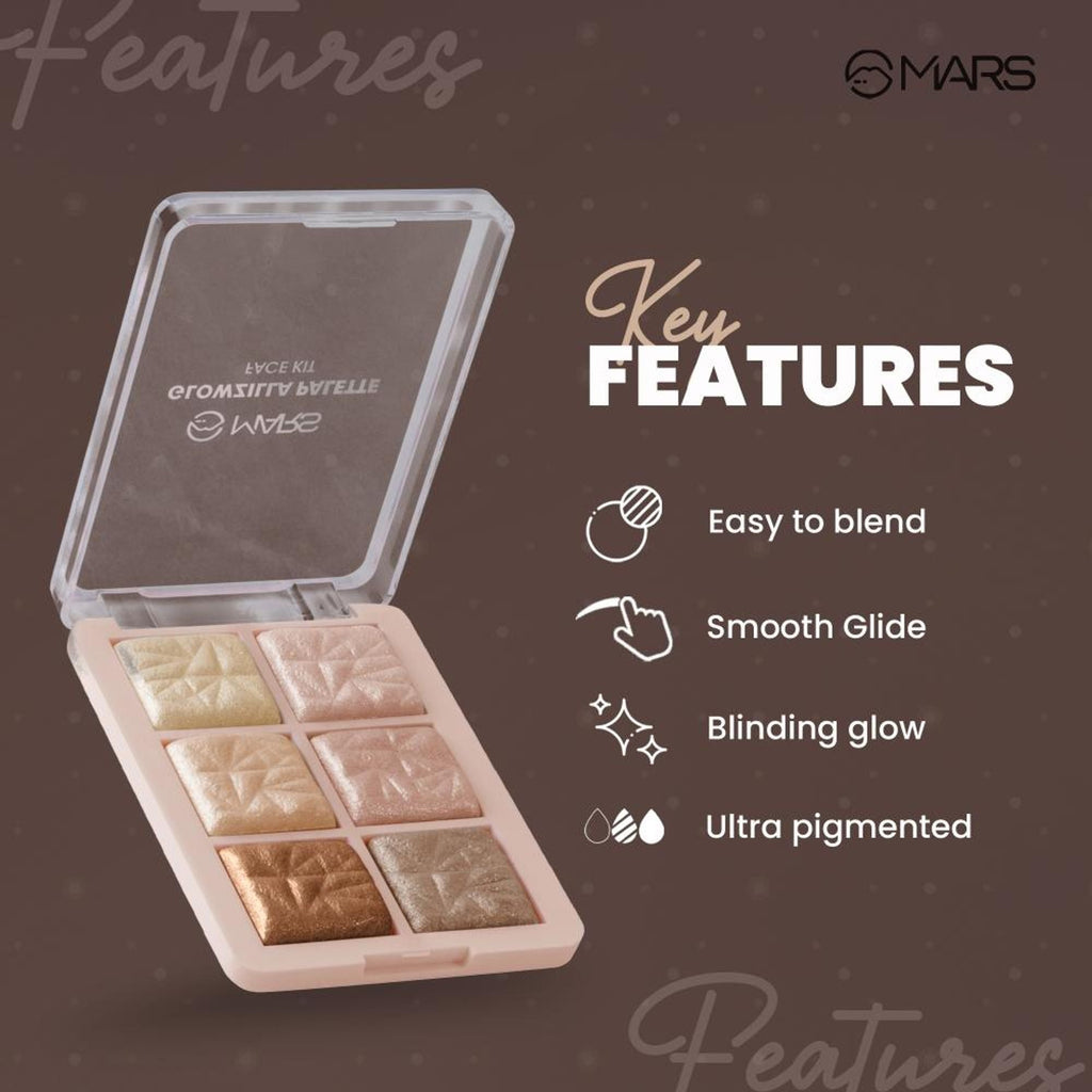 MARS Cosmetics Glowzilla 6 Shade Face Highlighter Palette - 01