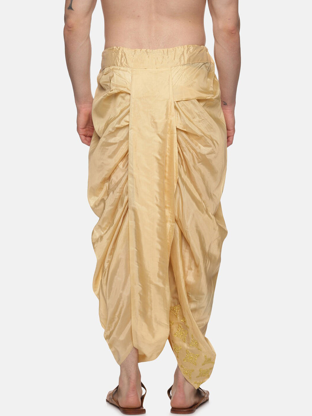 Sethukrishna Golden Embroidered Dhoti Pant For Men
