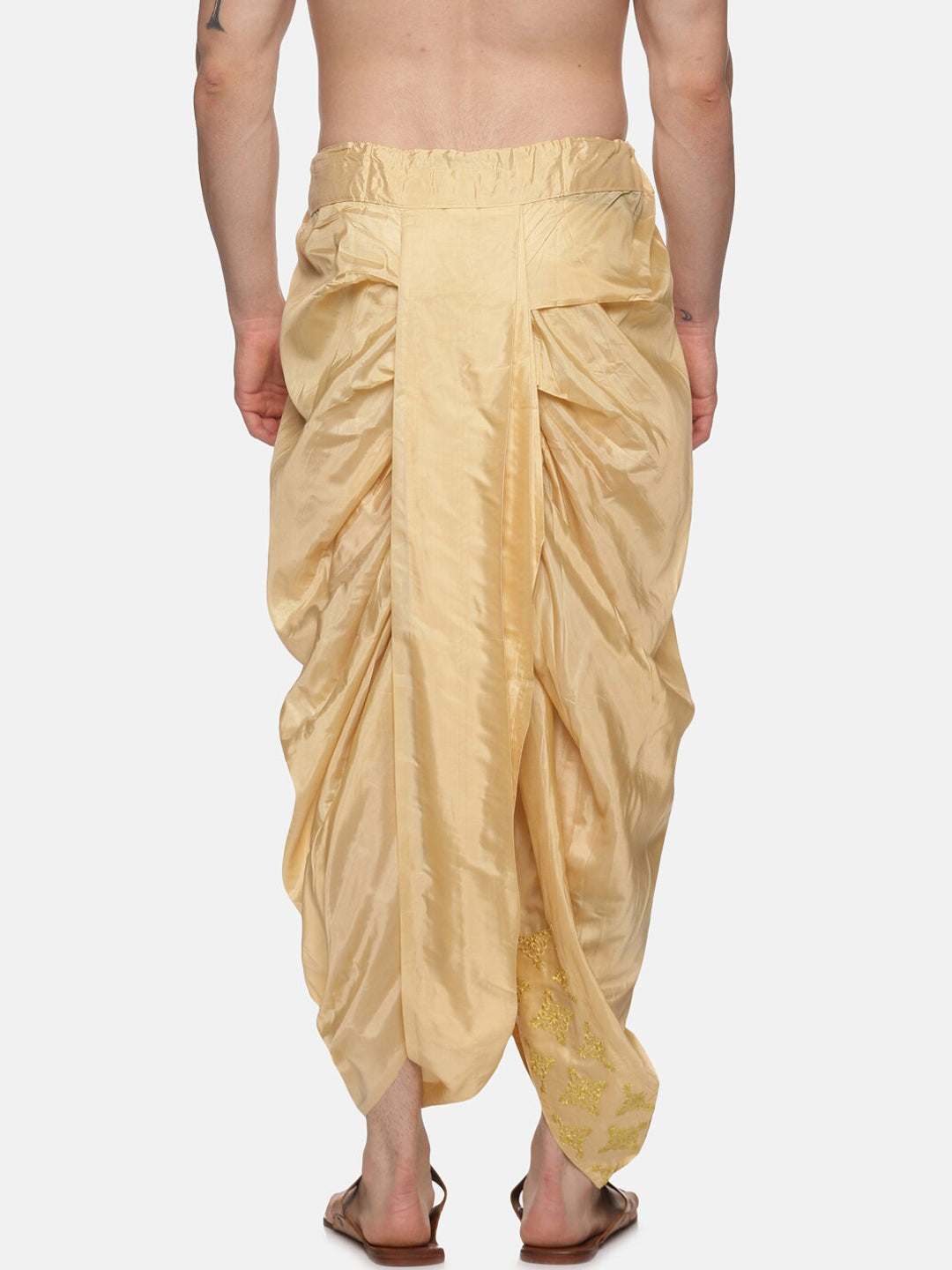 Sethukrishna Golden Embroidered Dhoti Pant For Men