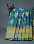 Shades of Peacock Blue With Block Design Pure Kota Cotton Saree By Gayathri Reddy Designer Studio