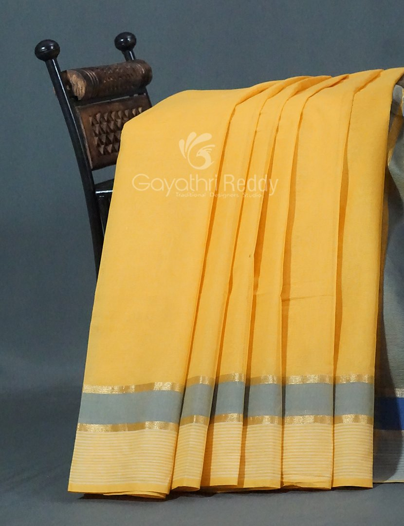Dual Shades of Yellow With Contrast Blouse Pure Mangalgiri Cotton By Gayathri Reddy Designer Studio