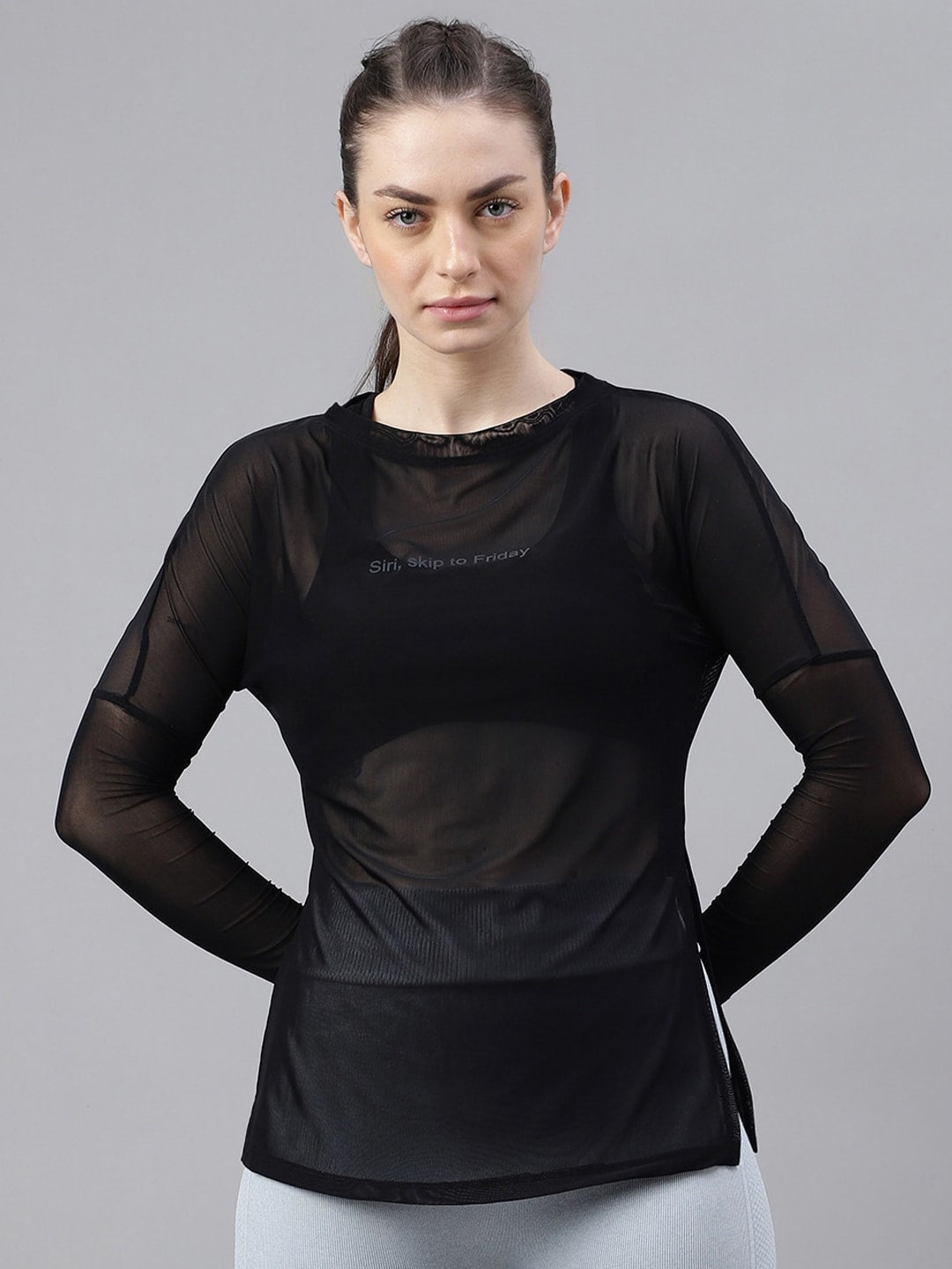 MKH Typography Printed Long Sleeve Relaxed Fit Dri-FIT Sports T-shirt