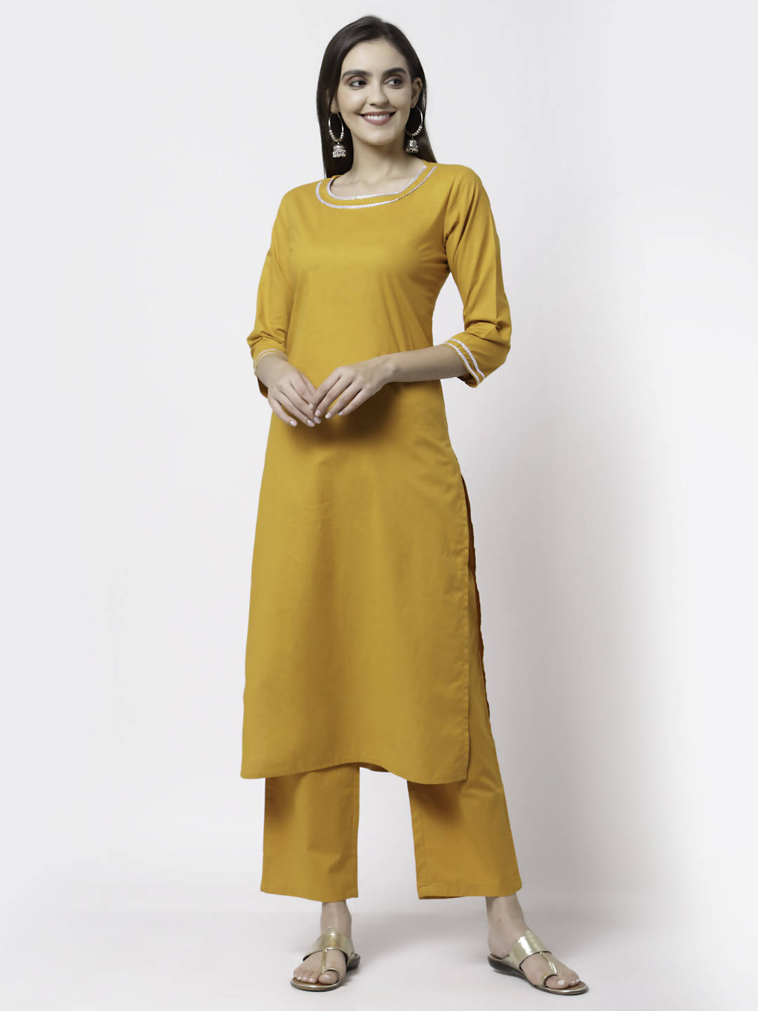 Myshka Trendy Women's Cotton Round Neck Casual Kurta Pant Dupatta Set