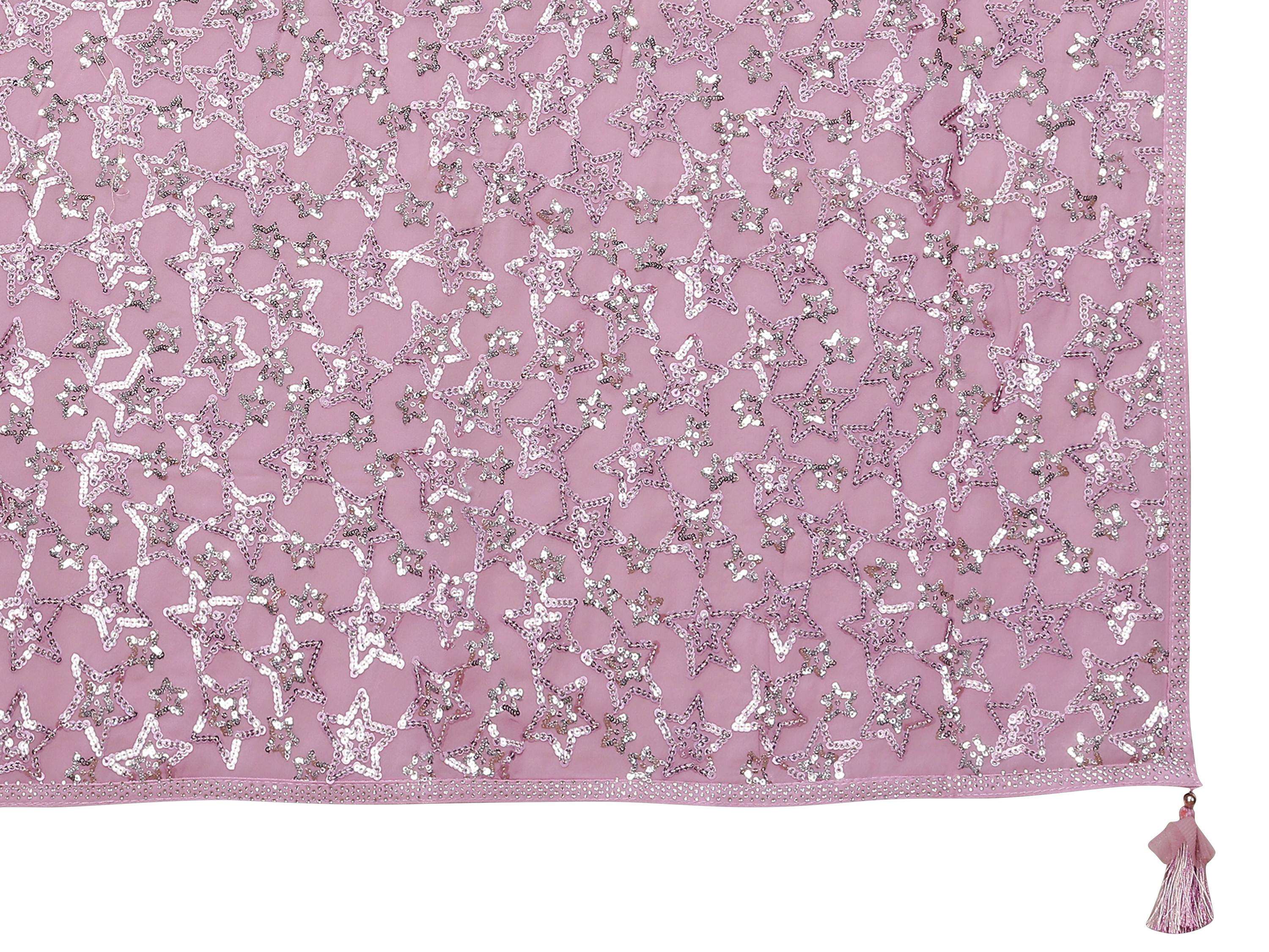 Pink Pure Georgette Embroidered Saree With Stitched Blouse - Nimaya Kaksha