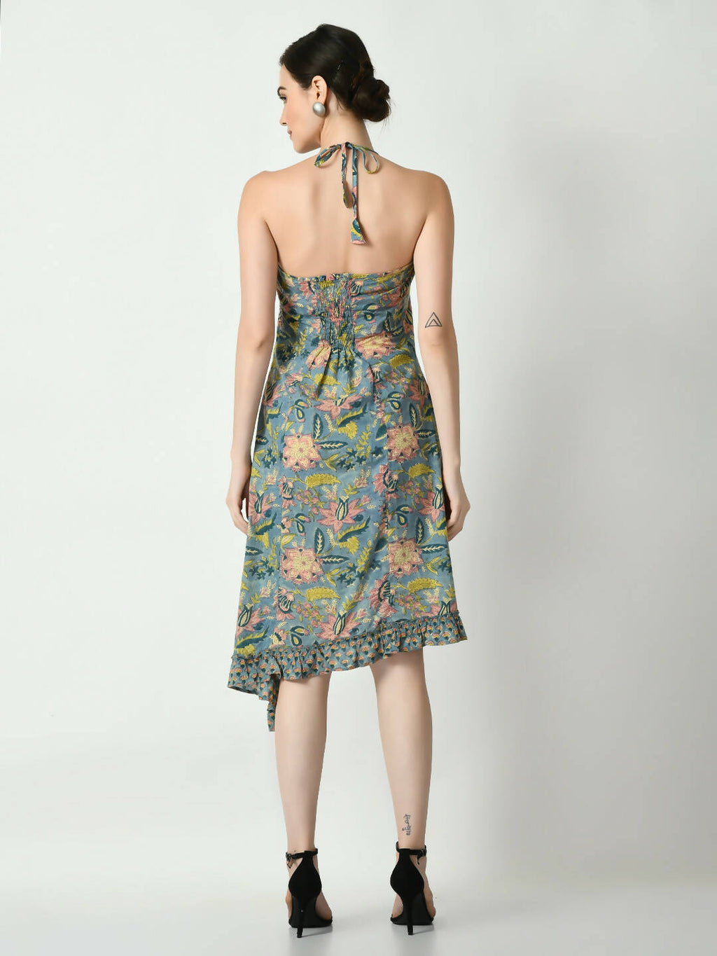 Myshka Women's Multi Floral Printed Fit and Flare Dress
