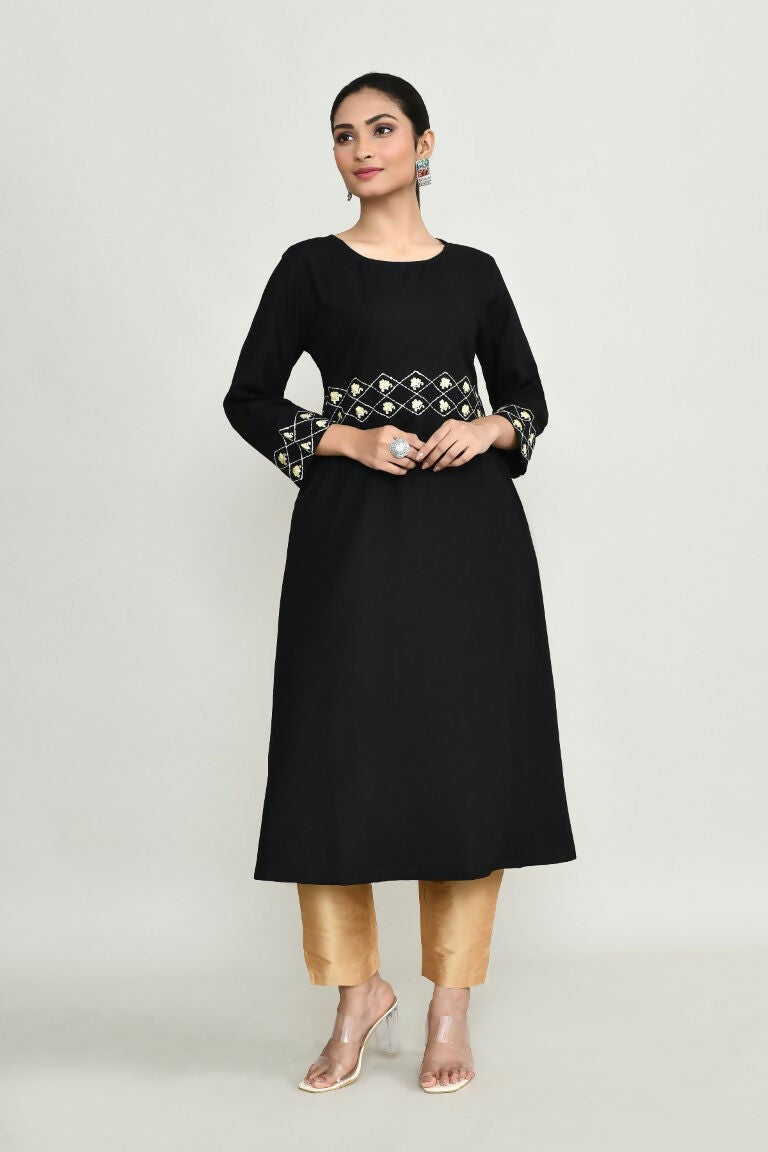 Joban Fashion Black Rayon Kurta Set