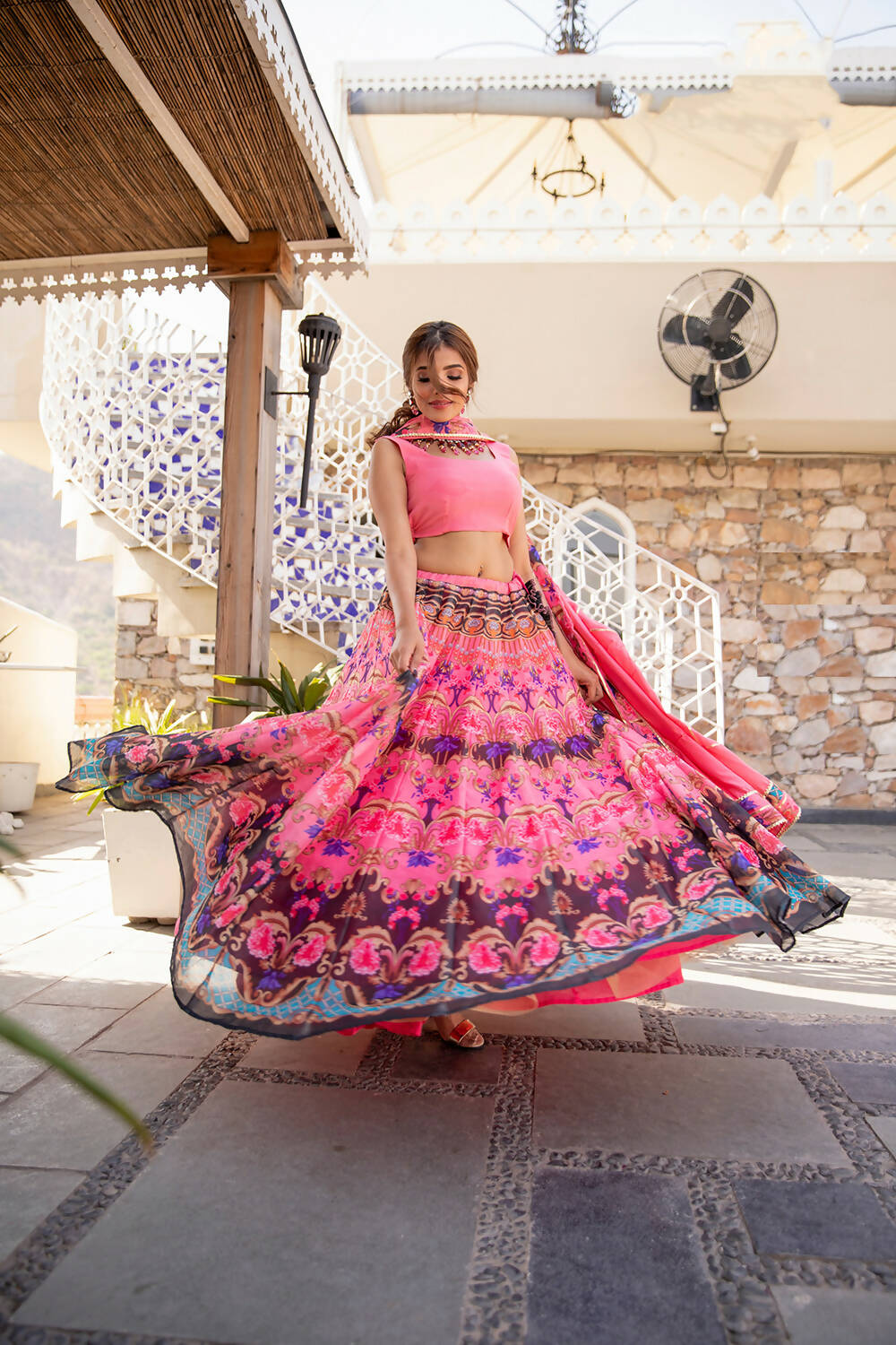 Wedding Designer Pink Chanderi Designer Lehenga - Anbazaar