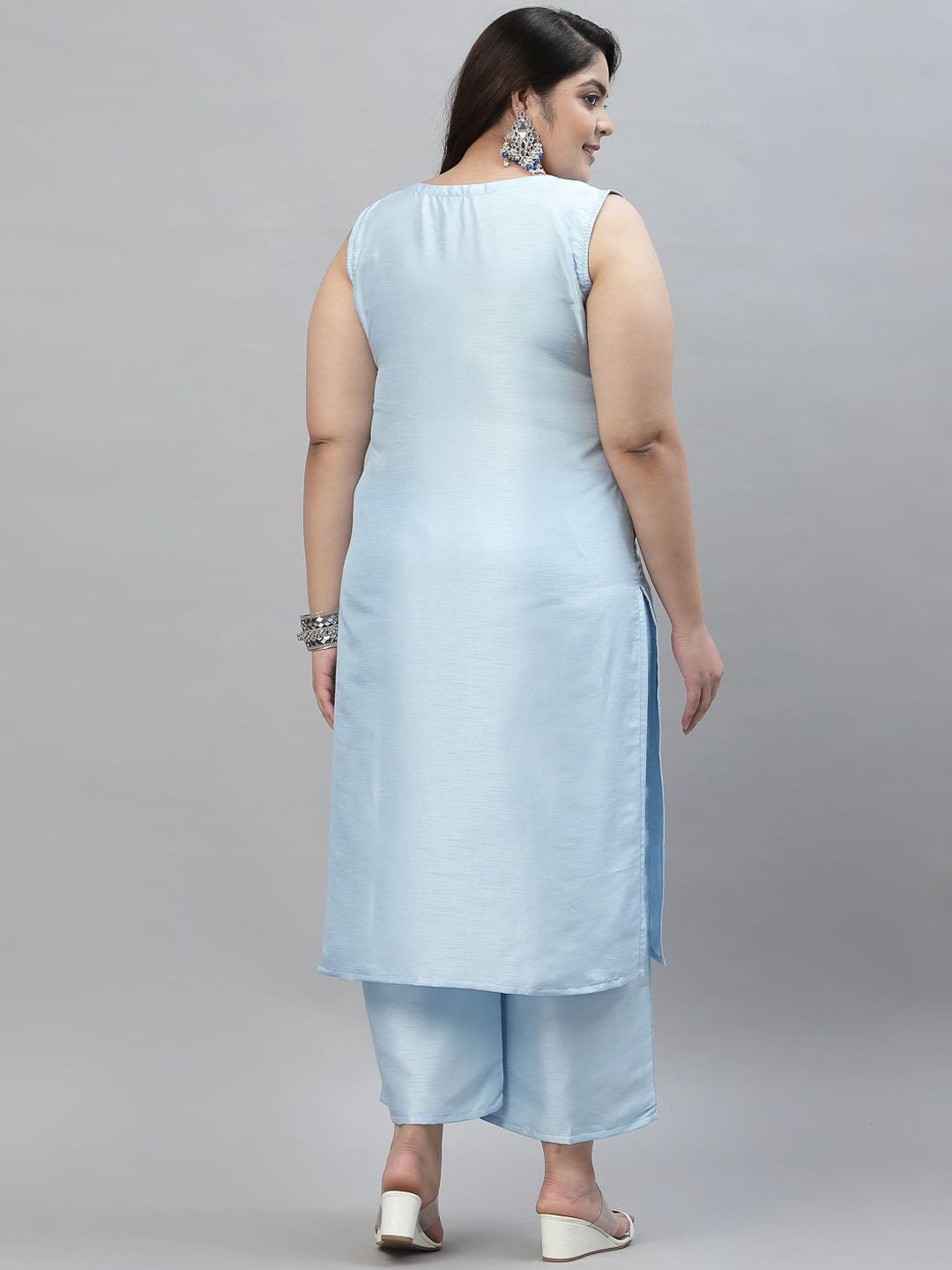 Sztori Plus Size Printed Gotta Patti Straight Kurta with Palazzos