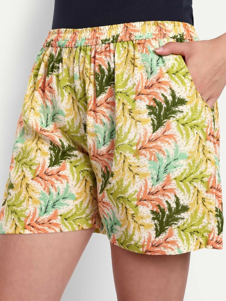 Alvano Printed Blue, Yellow Boxer Shorts, Night Shorts, Regular Shorts, Bermuda Shorts