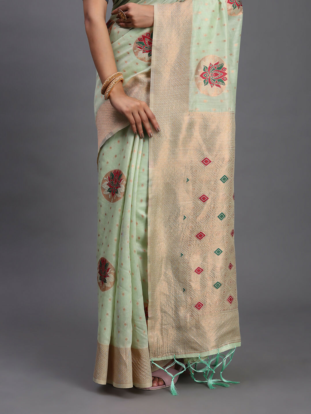Shree Shyam Fashion Linen Cotton Light Green Saree