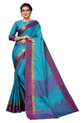 Vamika Ethnic Fire Rama Green Cotton Silk Saree