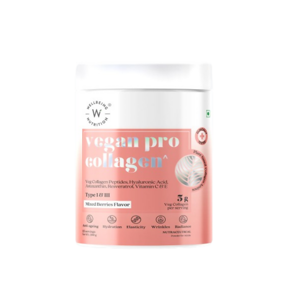 Wellbeing Nutrition Vegan Pro Collagen Hyaluronic Acid Skin & Hair Mixed Berries Flavour
