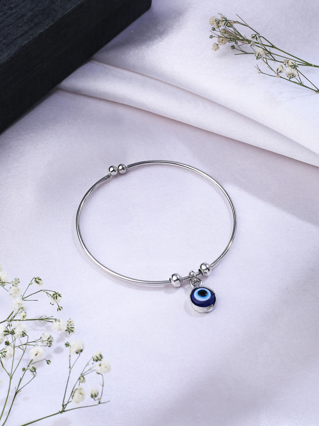 NVR Women Silver-Plated Evil Eye Rakhi With Roli Chawal