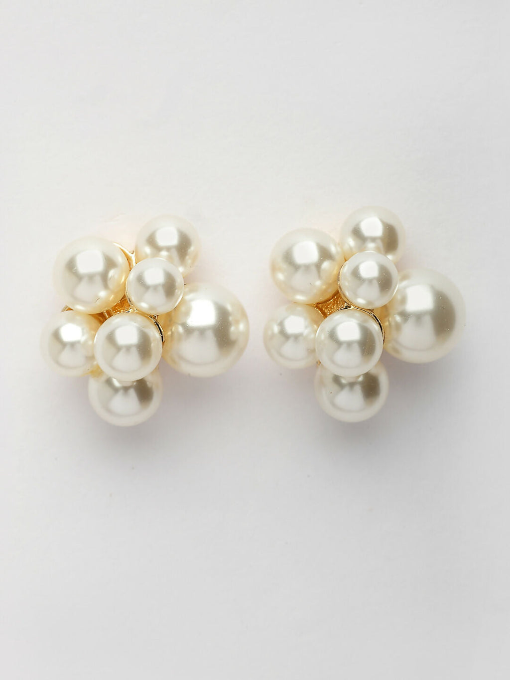 NVR Women's Rose Gold Pearl Rose Gold-Polished Circular Studs Earring