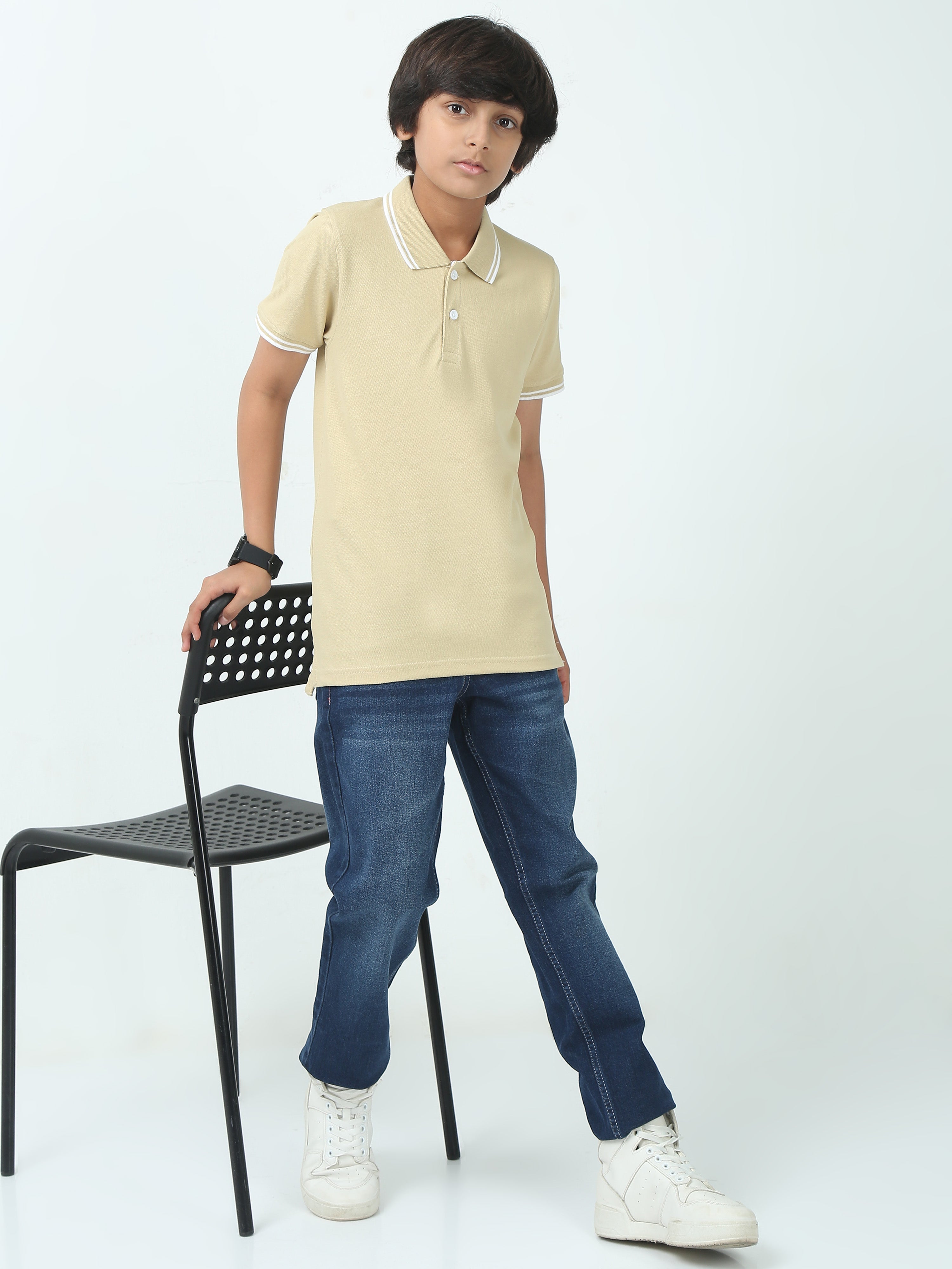 Chilins Kids Solid Polo Tshirt, Color - Brown