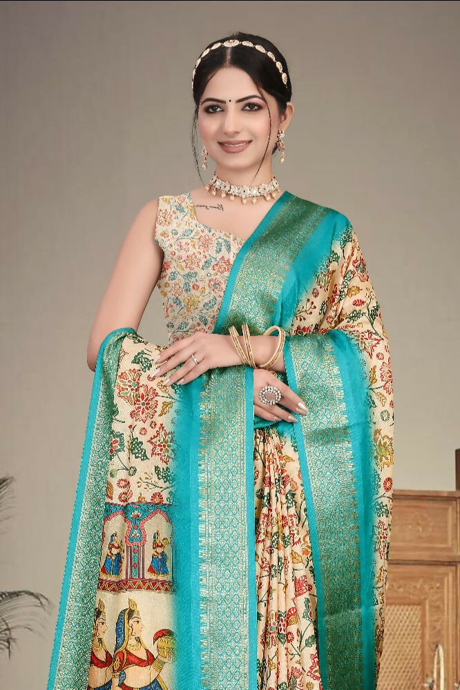 PR Fashion Multi Heavy Rich Cotton Silk Digital Print & Jacquard Saree