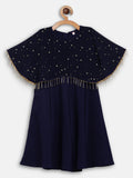 Ahalyaa Blue Crepe, Georgette A-Line Girl's Kurta