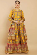 Women's Partywear Designer Yellow Soft Dola Silk Anarkali suit with Dupatta - Kalishta