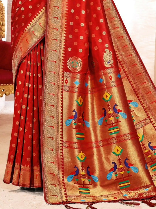 Shree Shyam Fashion Paithani Silk Red Saree
