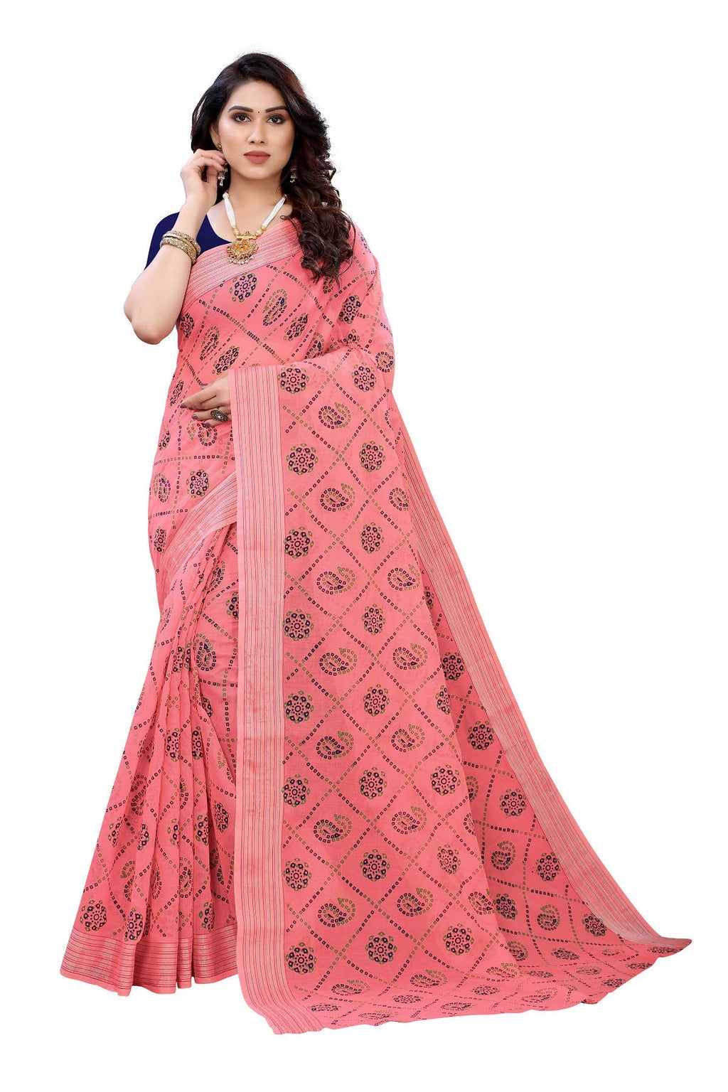 Vamika Peach Linen Jari Border Saree (CHARVI PEACH)