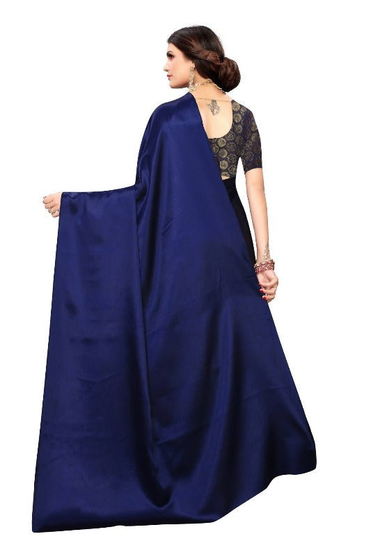 Vamika Navy Satin Designer Saree (DUST NAVY)