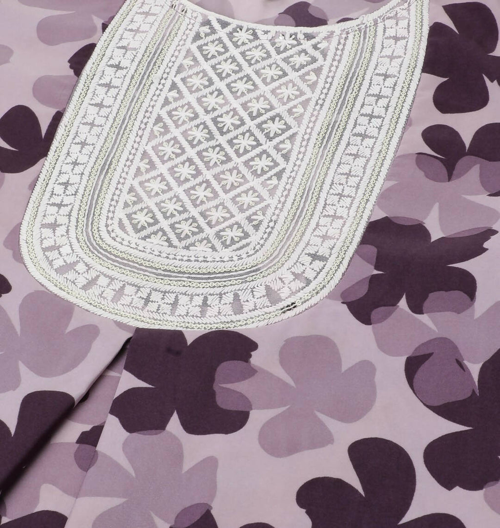 Purple Poly Crepe Digital Printed Top with Matching Bottom - Preeti