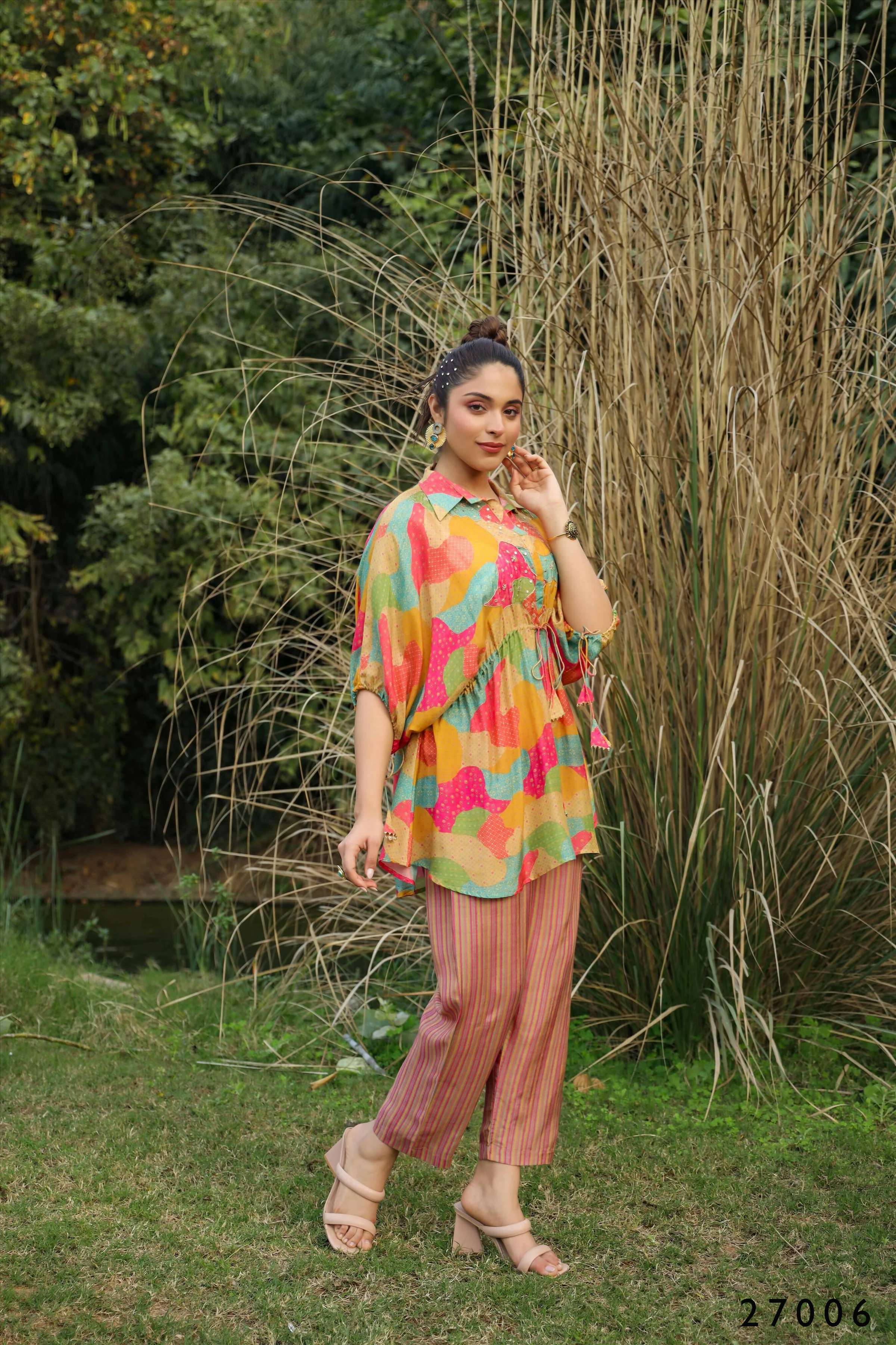 Women's Casual Fashionable Multi Mull Cotton co-ord set - Anya