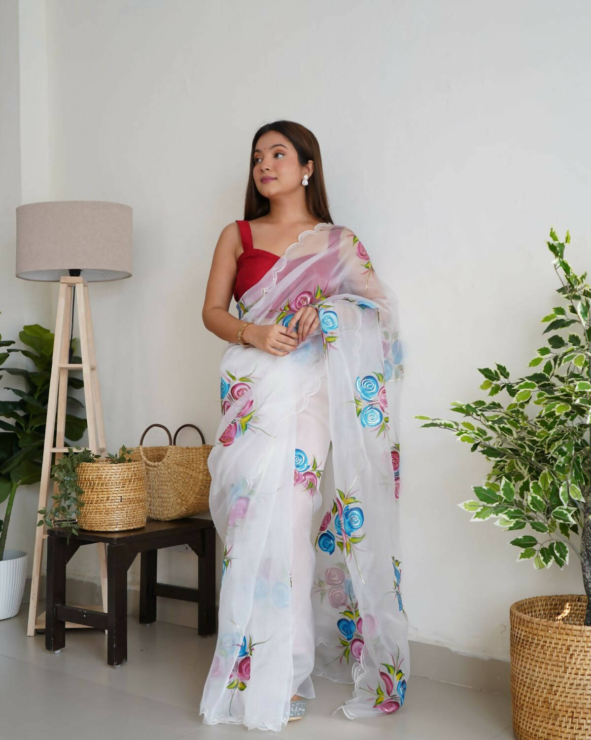 Vamsee White Organza Saree