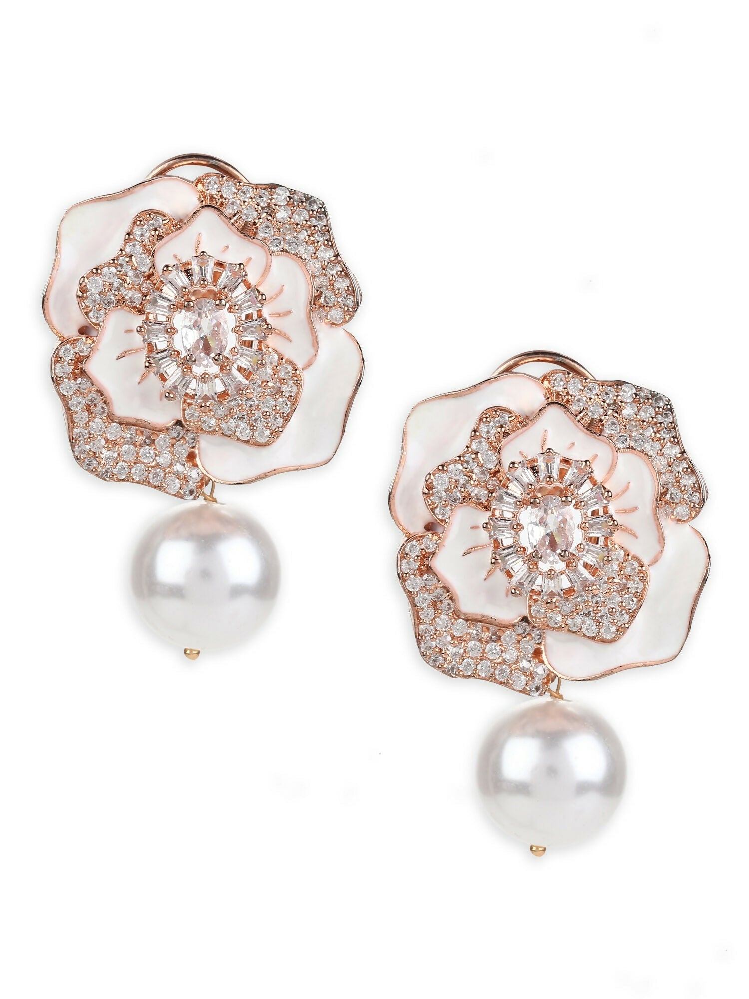 Mother of Pearl Earrings in rose Gold- Ruby Raang