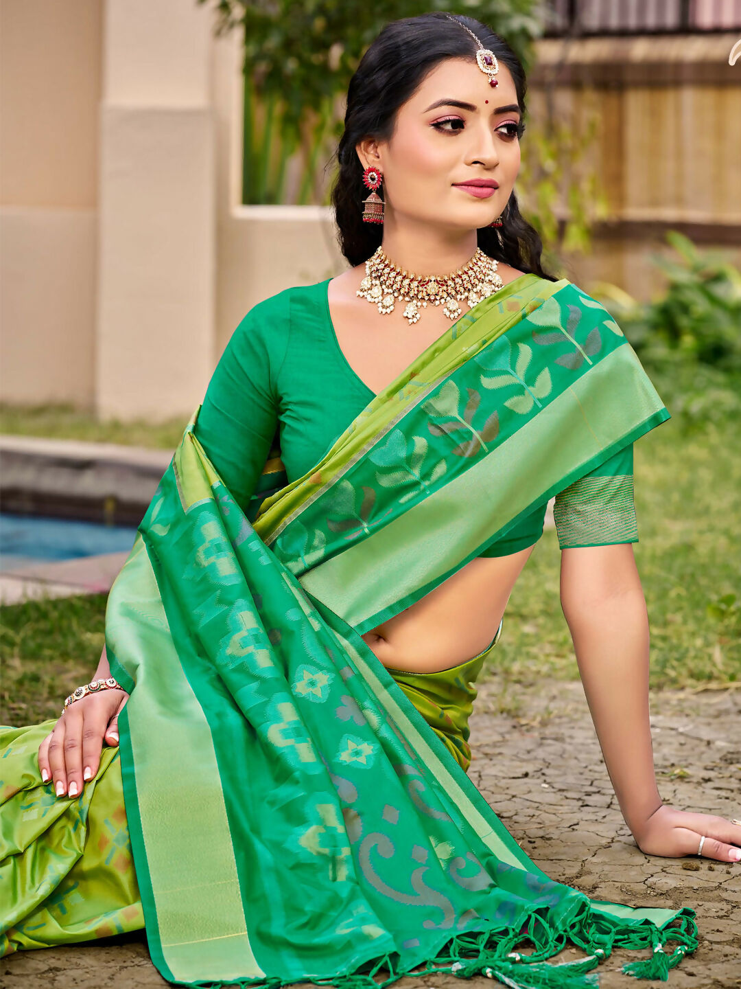 Shree Shyam Fashion Pochampalli Silk Light Green Saree