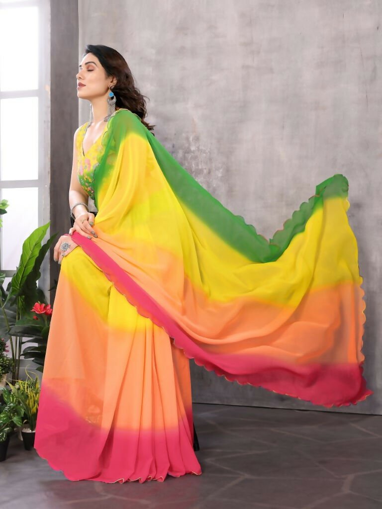 Aafreen Partywear Designer Multi Georgette Fancy Saree