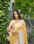Vamsee Palak Saavi Yellow Organza Saree