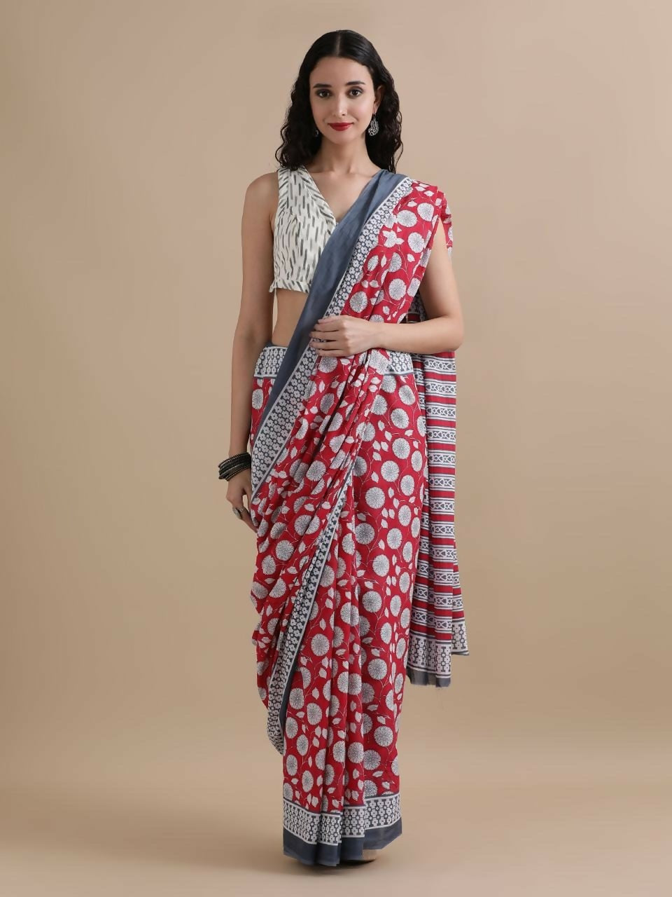Exclusive Collection Maroon Beautiful Mulmul Cotton Saree