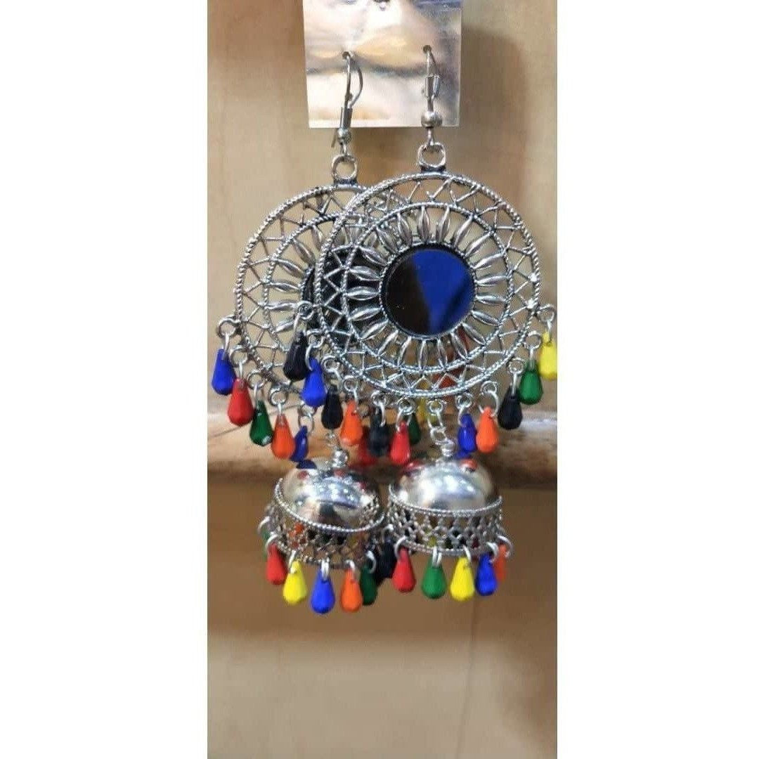 MS Fashion India Sun Shape Design Earrings With Jhumkas And Multicolor Pearls
