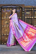 Very Much Indian Pure Silk Handloom Paithani -Dual Tone Lavender With Purplish Pink